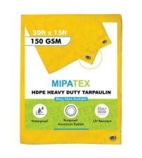 Mipatex Tarpaulin / Tirpal 30 Feet x 15 Feet 150 GSM (Yellow)